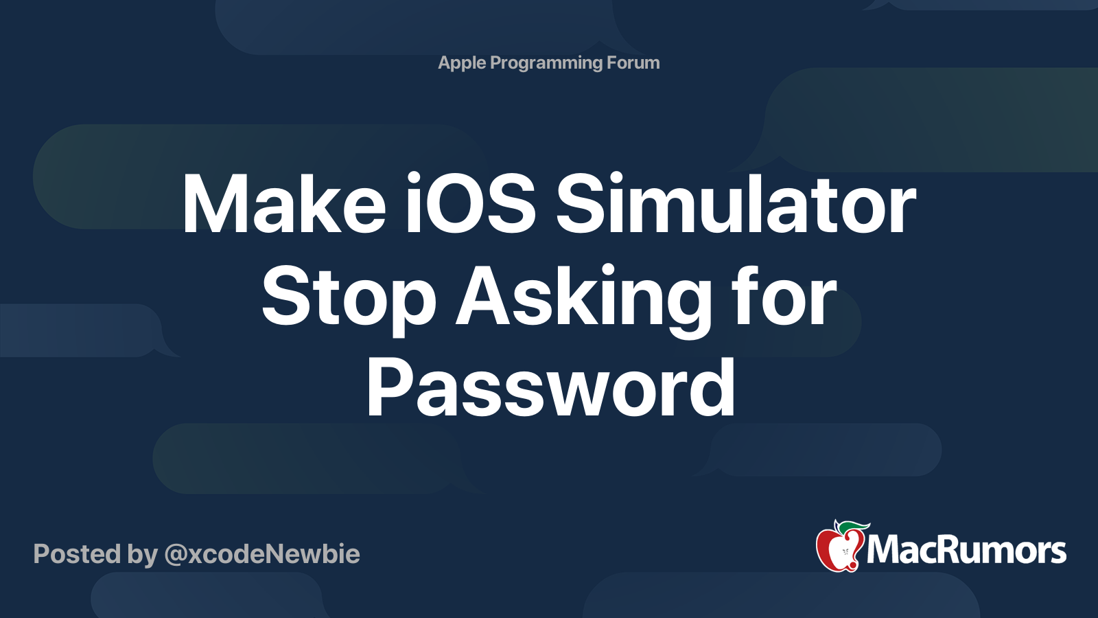 Make IOS Simulator Stop Asking For Password MacRumors Forums