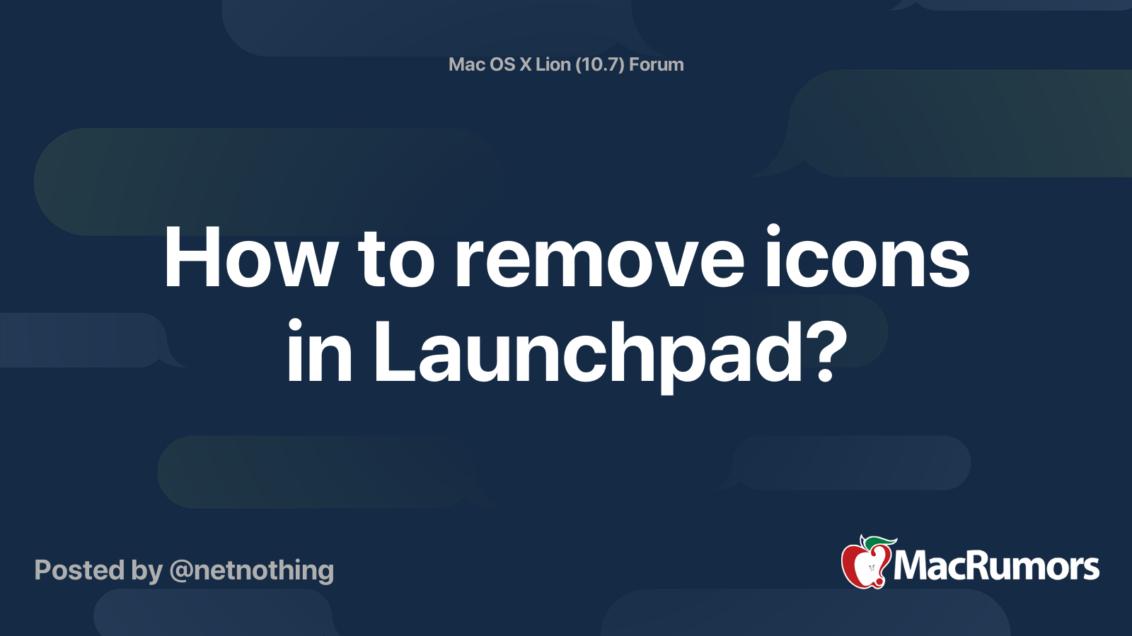How to remove icons in Launchpad? | MacRumors Forums