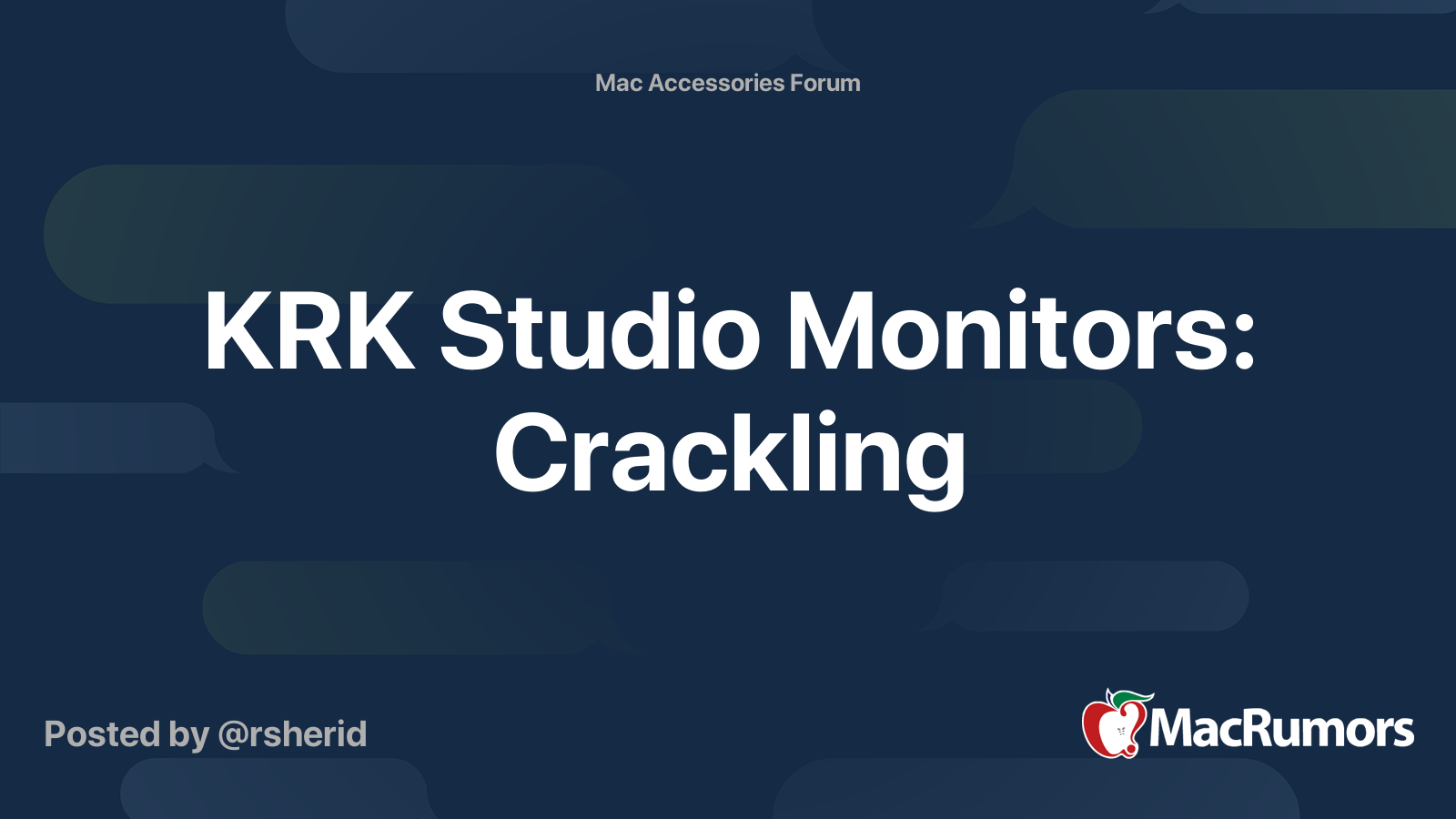 KRK Studio Monitors Crackling MacRumors Forums