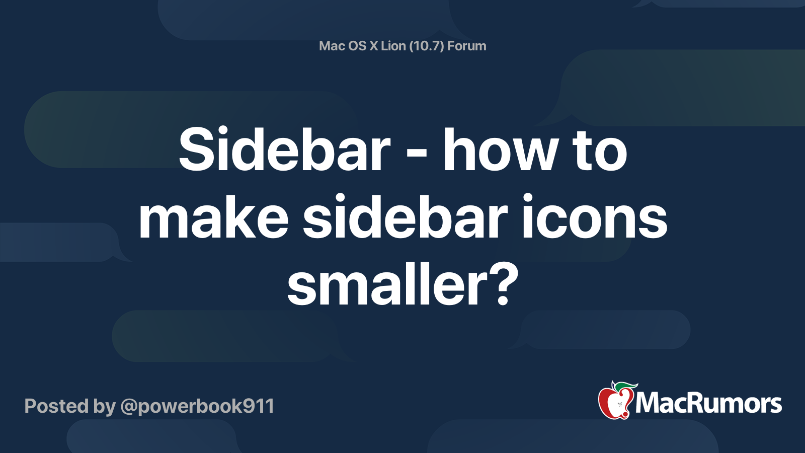 Sidebar - how to make sidebar icons smaller? | MacRumors Forums