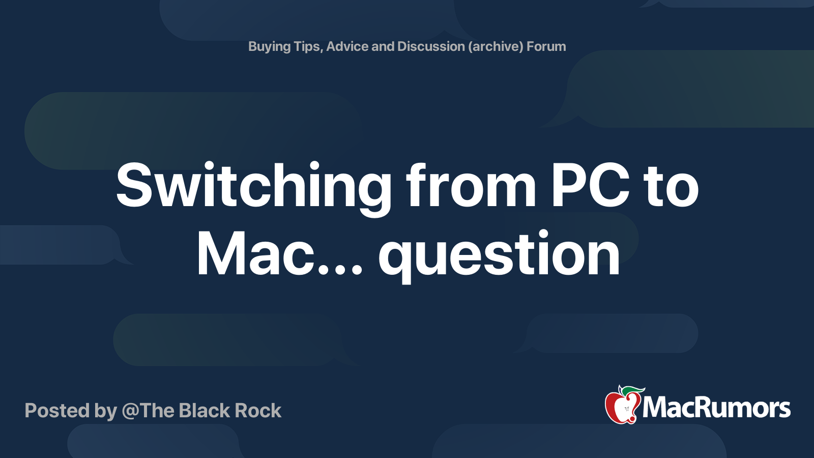 Switching from pc to mac question macrumors forums