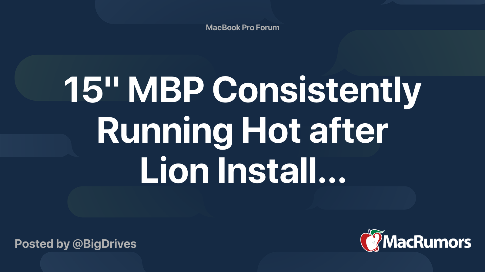 15" MBP Consistently Running Hot after Lion Install... | MacRumors Forums