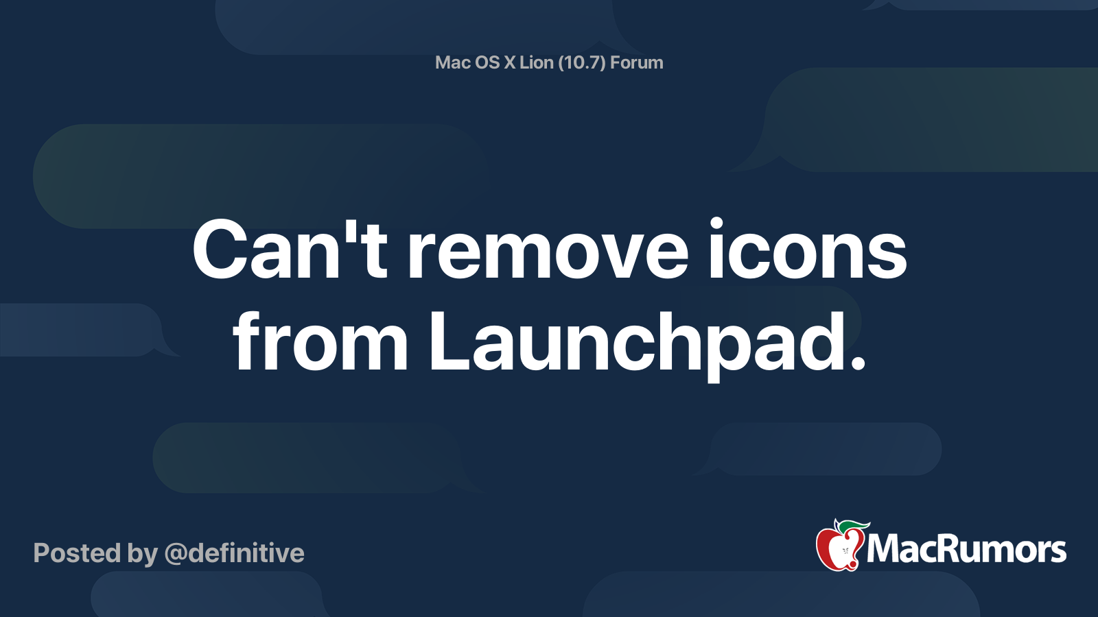 Can't remove icons from Launchpad. | MacRumors Forums