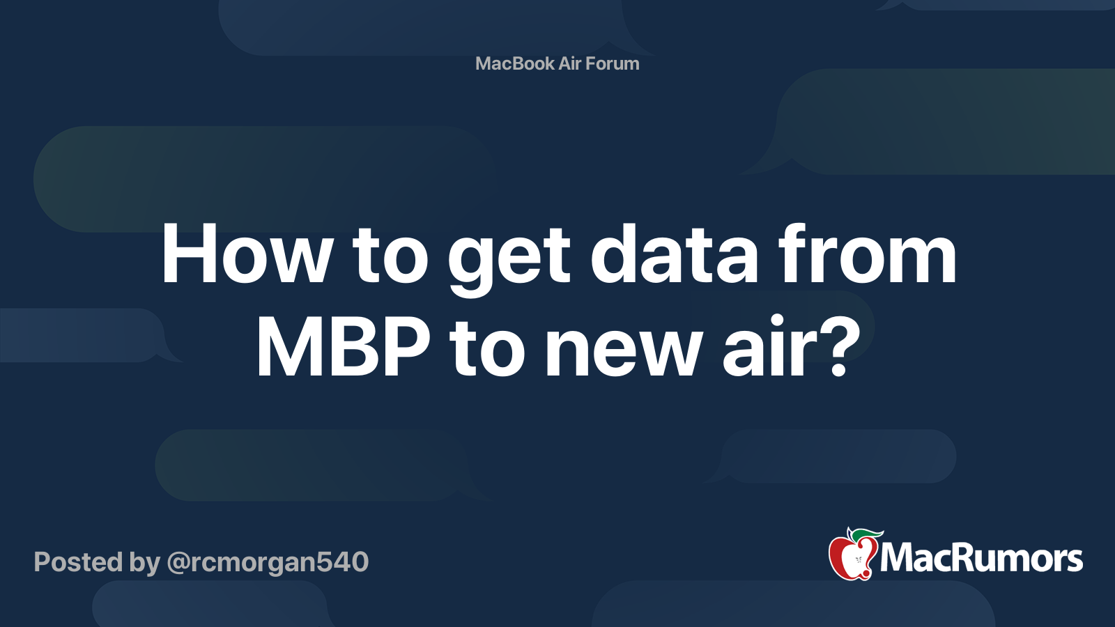 How to get data from MBP to new air? | MacRumors Forums