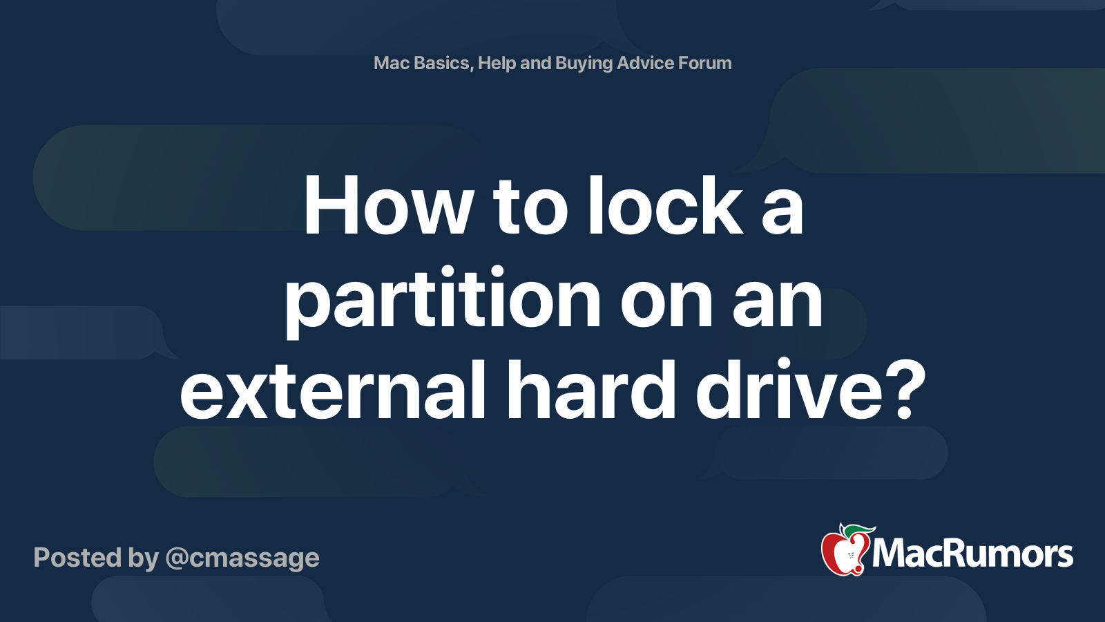 How to lock a partition on an external hard drive? MacRumors Forums