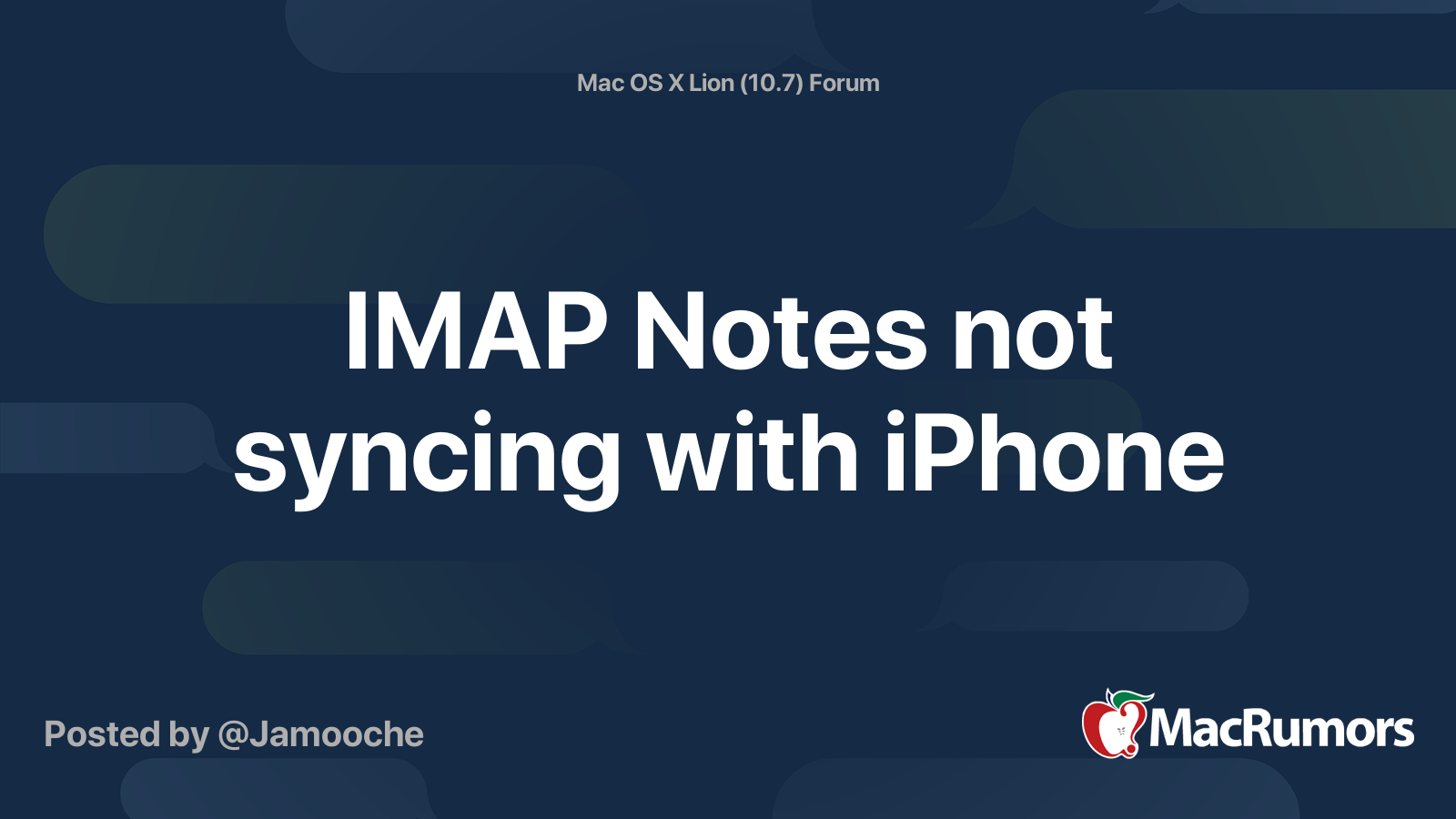 IMAP Notes not syncing with iPhone | MacRumors Forums