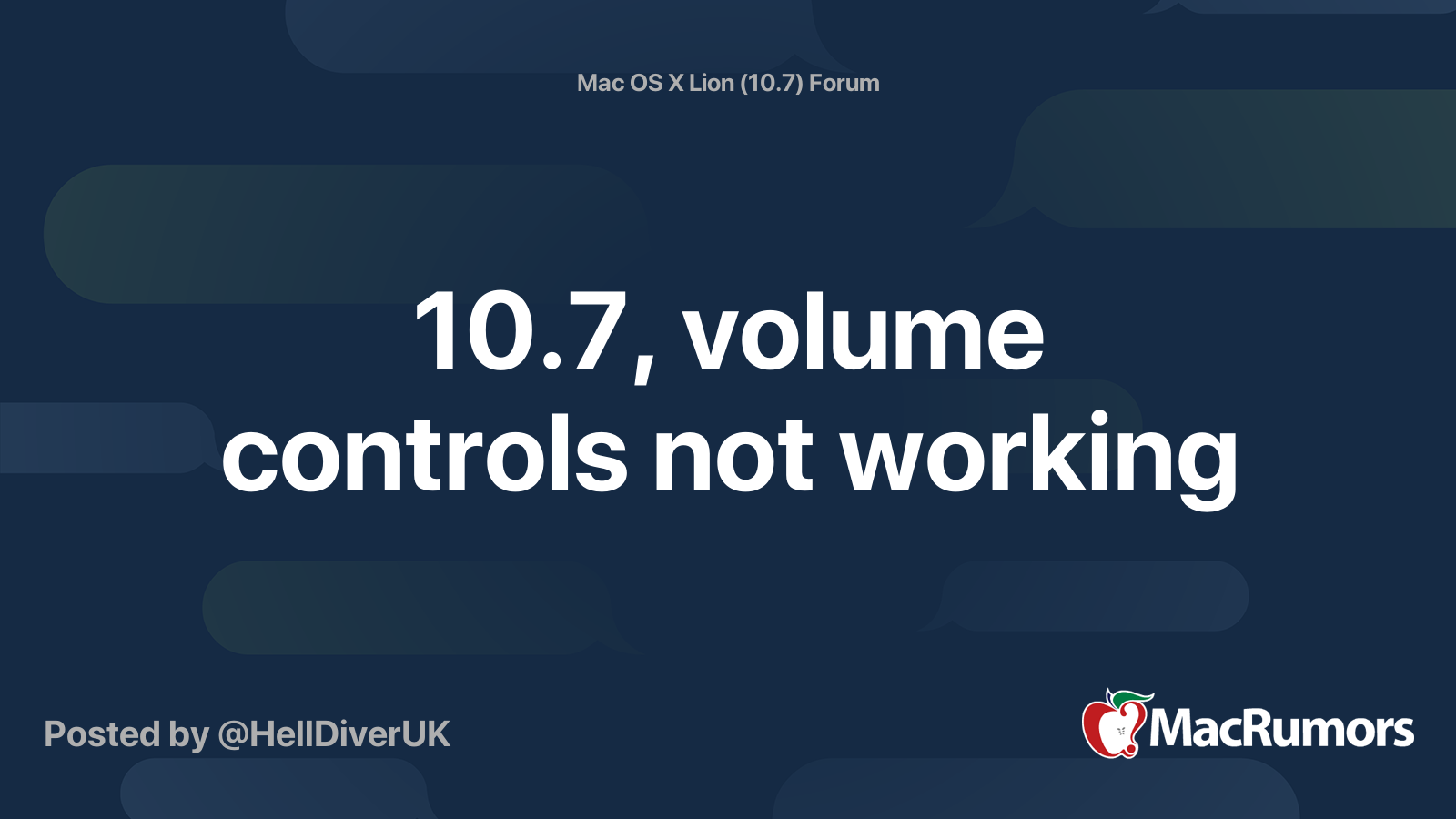 10.7, volume controls not working MacRumors Forums