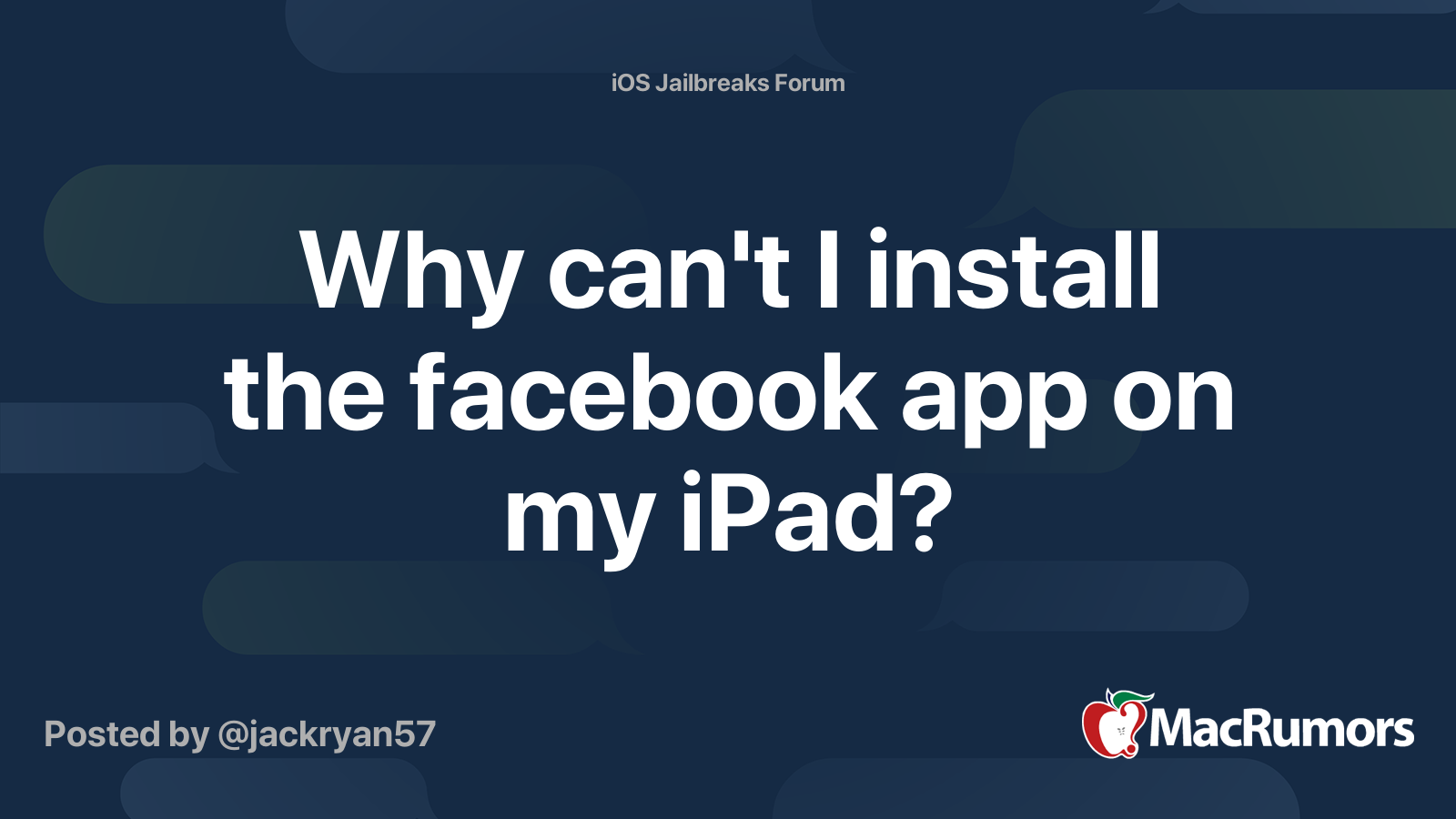 Why can t i install the facebook app on my ipad macrumors forums