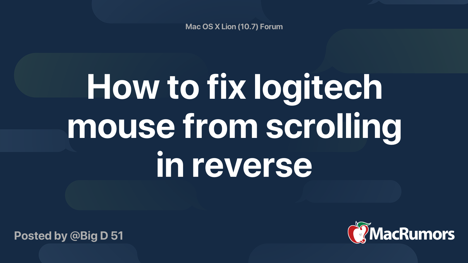 How To Fix Logitech Mouse From Scrolling In Reverse Macrumors Forums