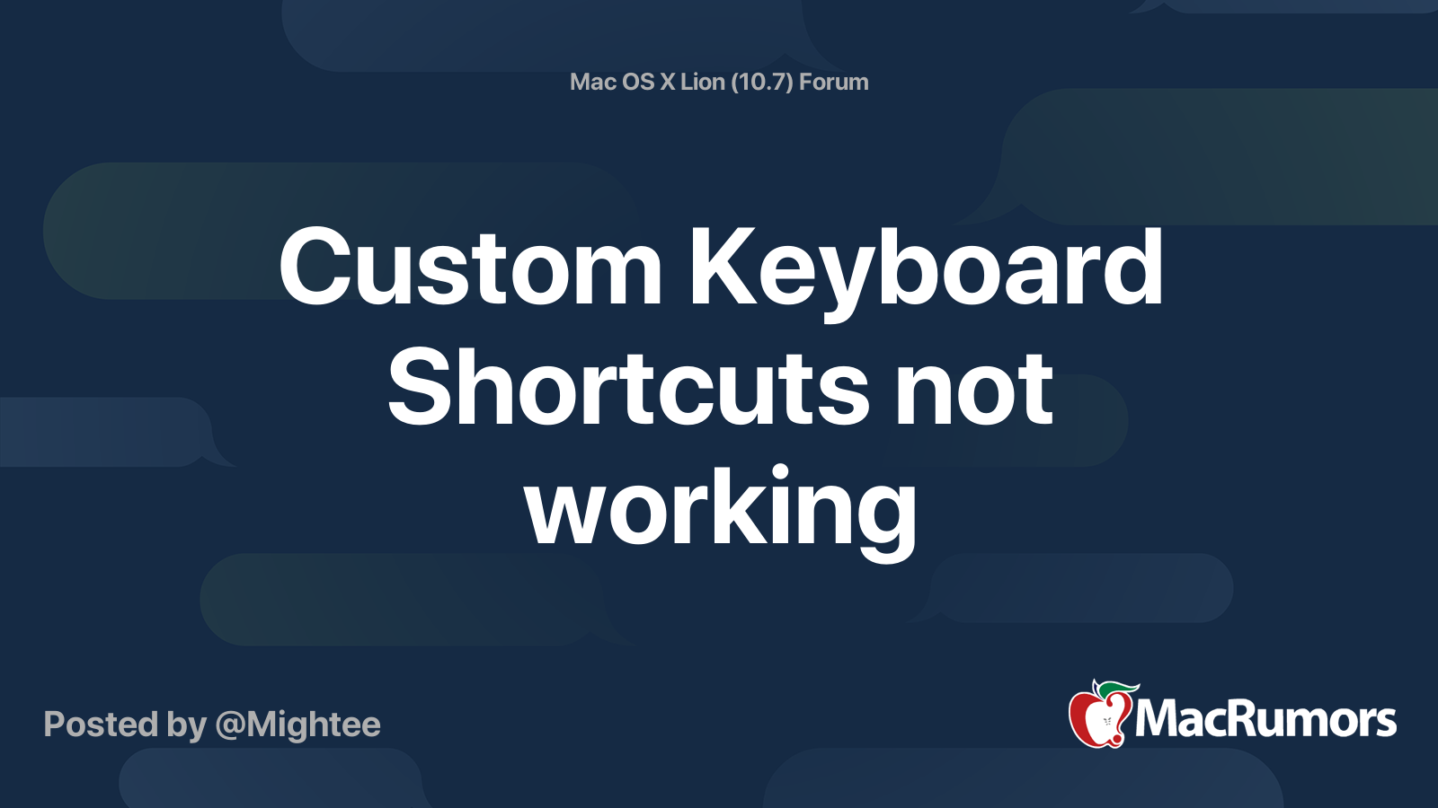 Custom Keyboard Shortcuts not working MacRumors Forums
