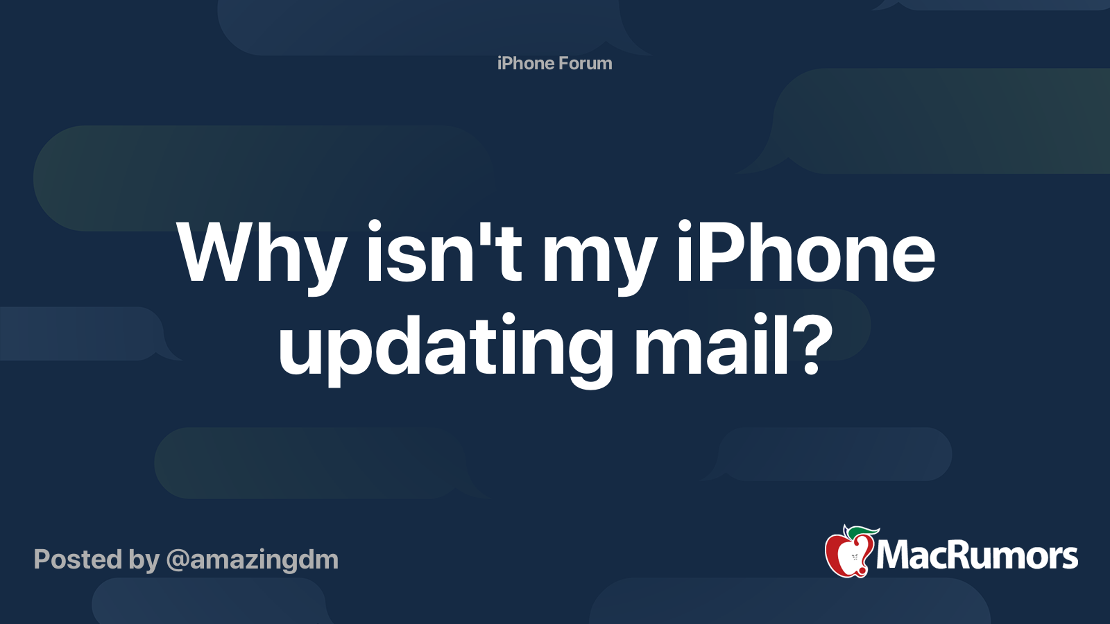 Why isn't my iPhone updating mail? | MacRumors Forums