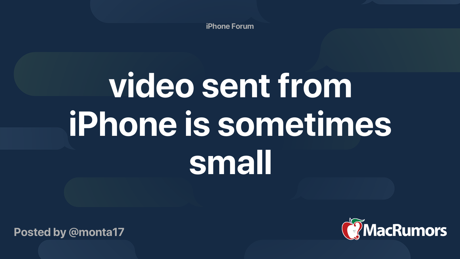 Video Sent From Iphone Is Sometimes Small Macrumors Forums