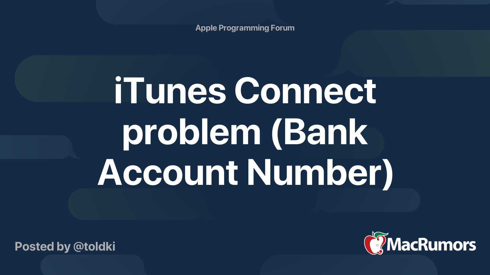 ITunes Connect Problem Bank Account Number MacRumors Forums