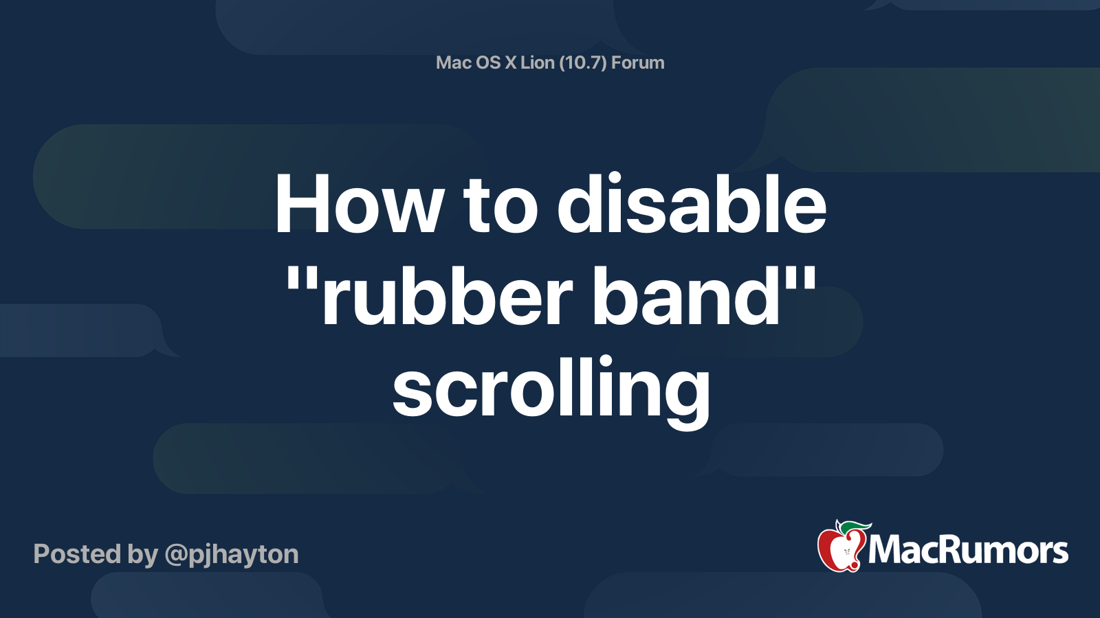 How to disable "rubber band" scrolling MacRumors Forums