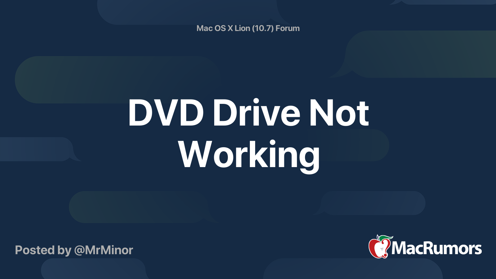 DVD Drive Not Working MacRumors Forums