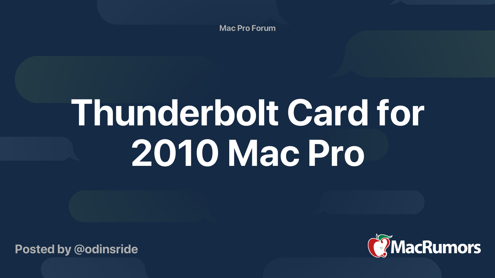 Thunderbolt Card for 2010 Mac Pro | MacRumors Forums