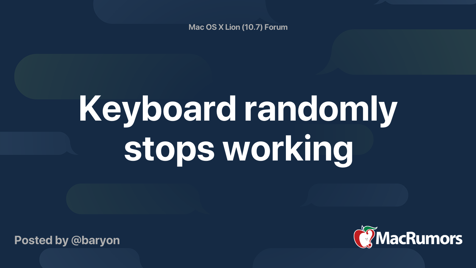 Keyboard randomly stops working MacRumors Forums