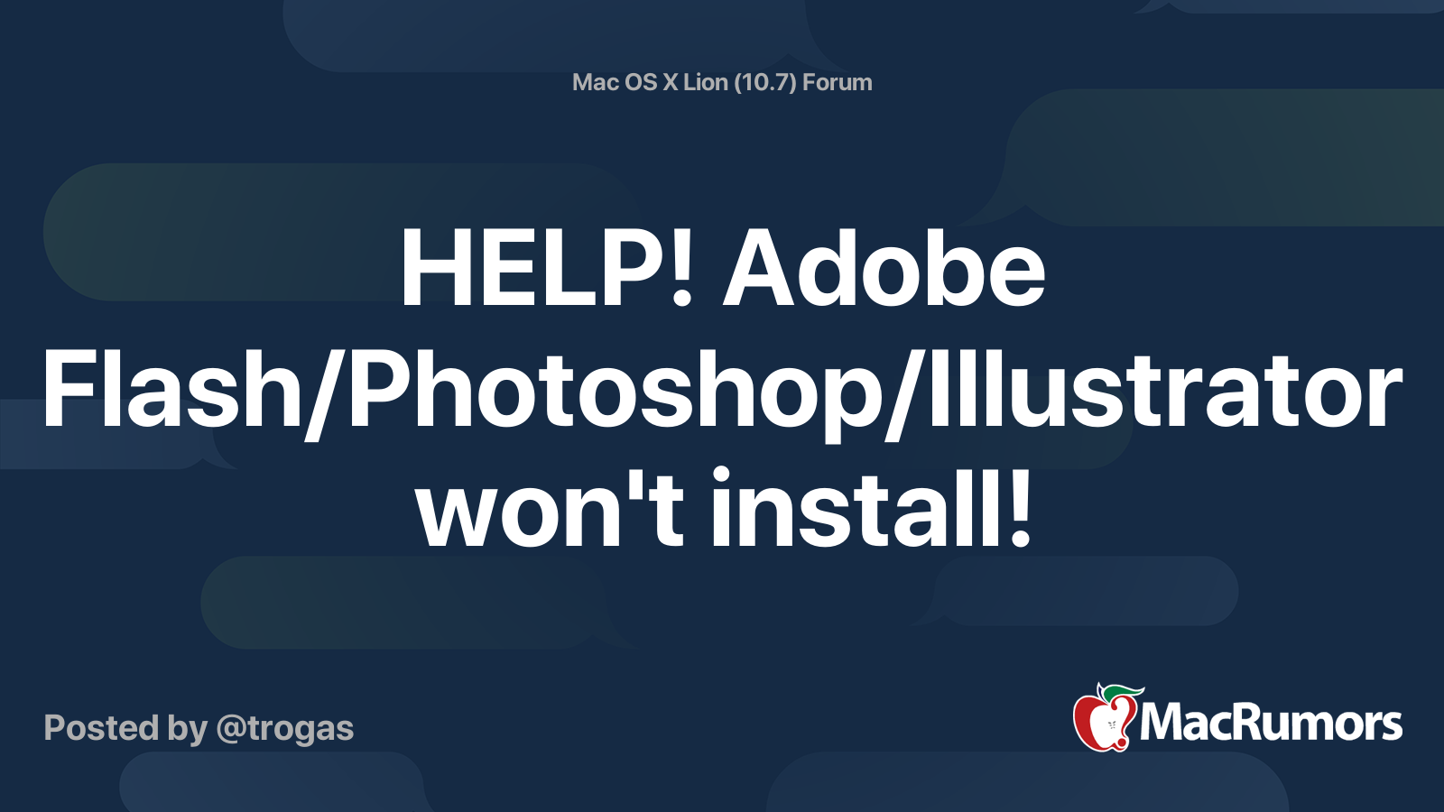 HELP! Adobe won't install! MacRumors Forums