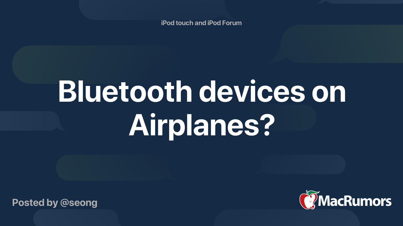 Bluetooth devices on Airplanes? MacRumors Forums