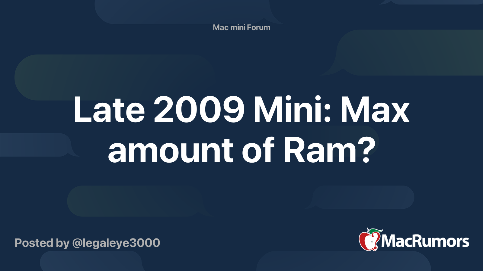 Late 09 Mini Max Amount Of Ram Macrumors Forums