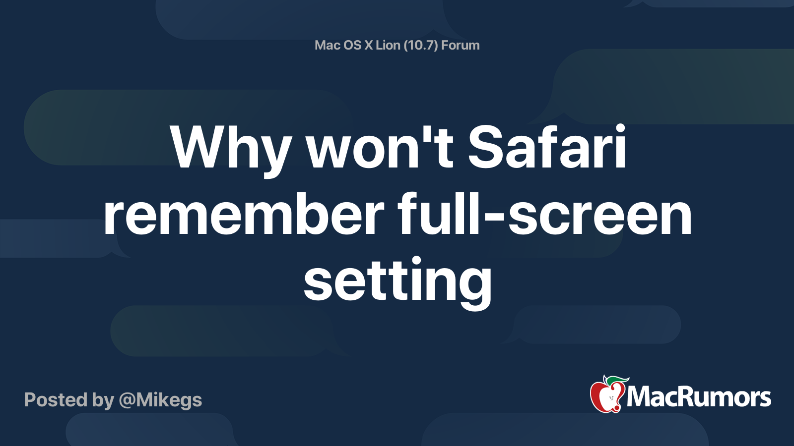 why won't safari go full screen