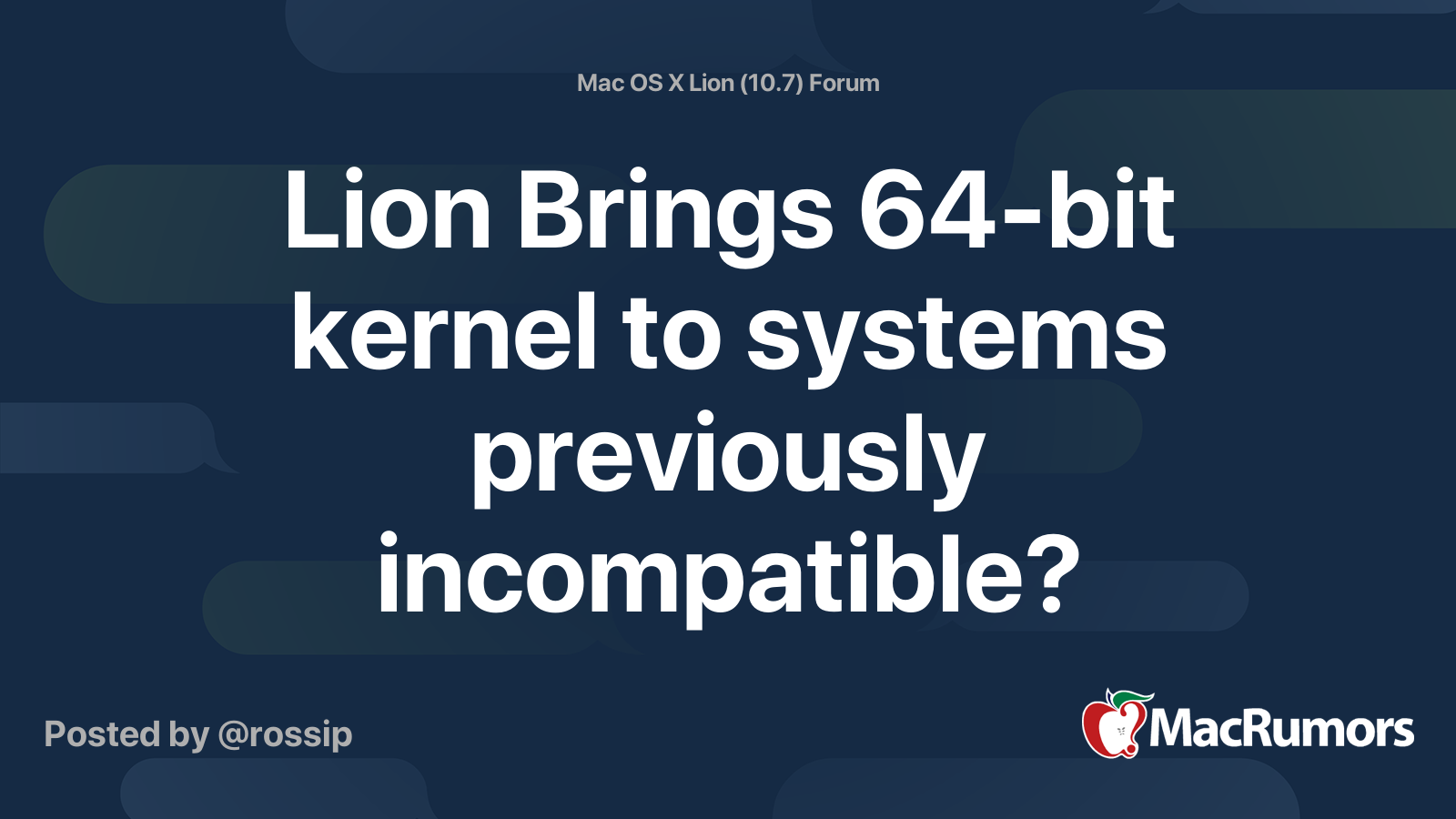Lion Brings 64-bit kernel to systems previously incompatible ...