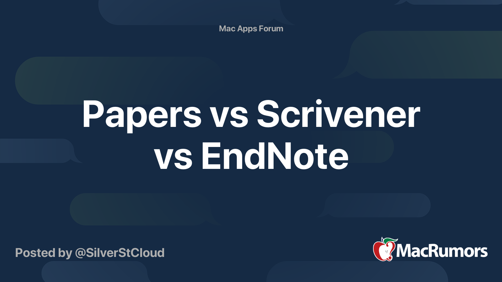 Papers vs Scrivener vs EndNote MacRumors Forums