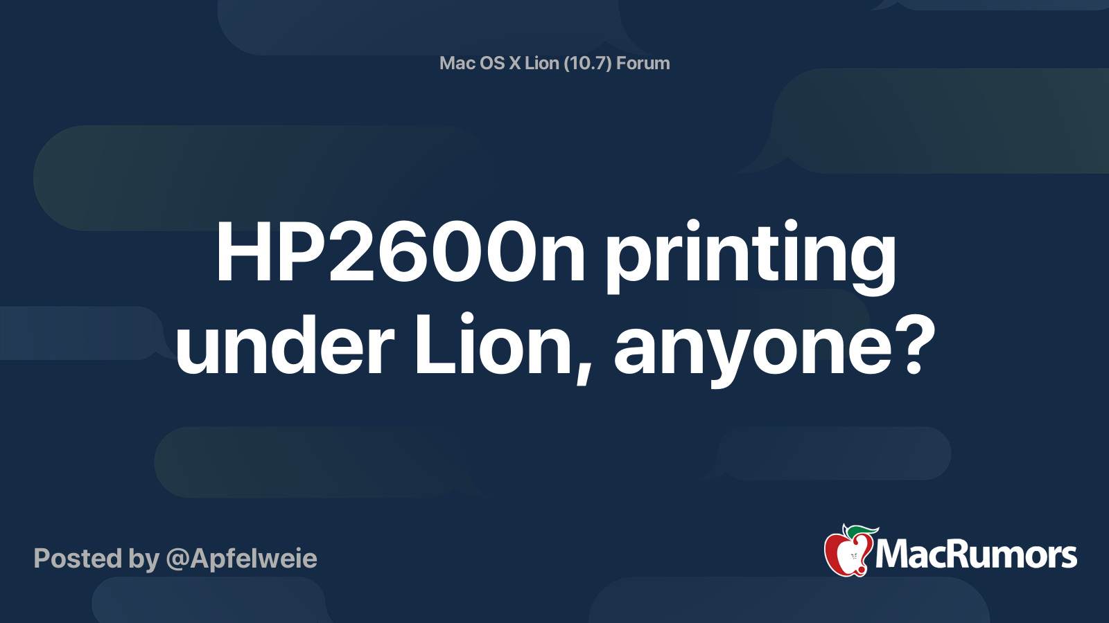 Hp2600n Printing Under Lion Anyone Macrumors Forums