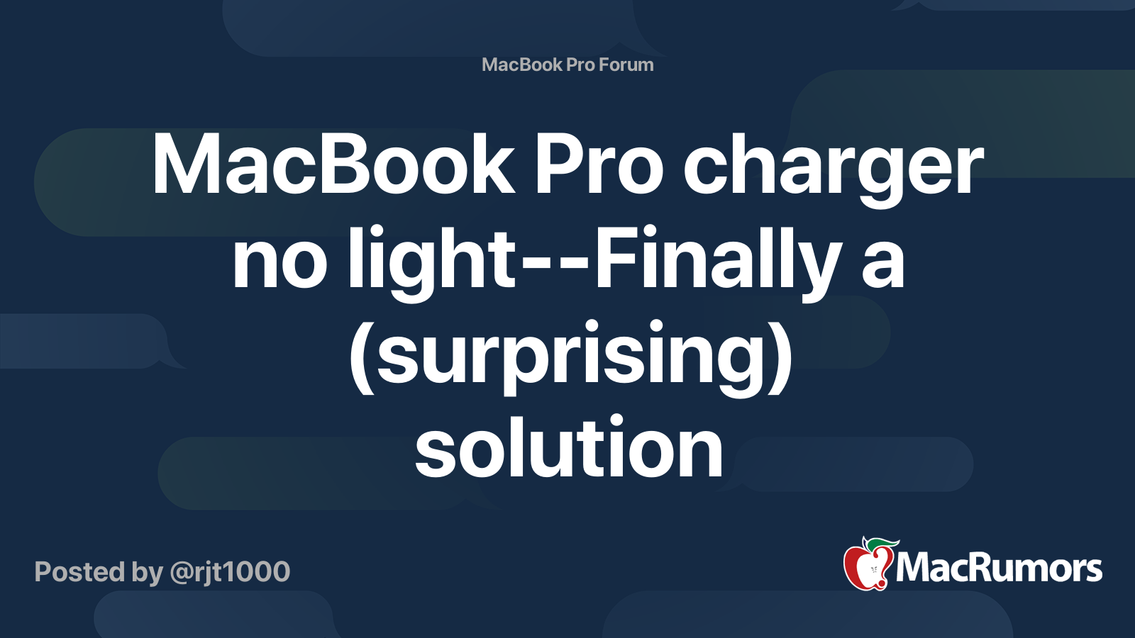 MacBook Pro charger no lightFinally a (surprising) solution MacRumors Forums