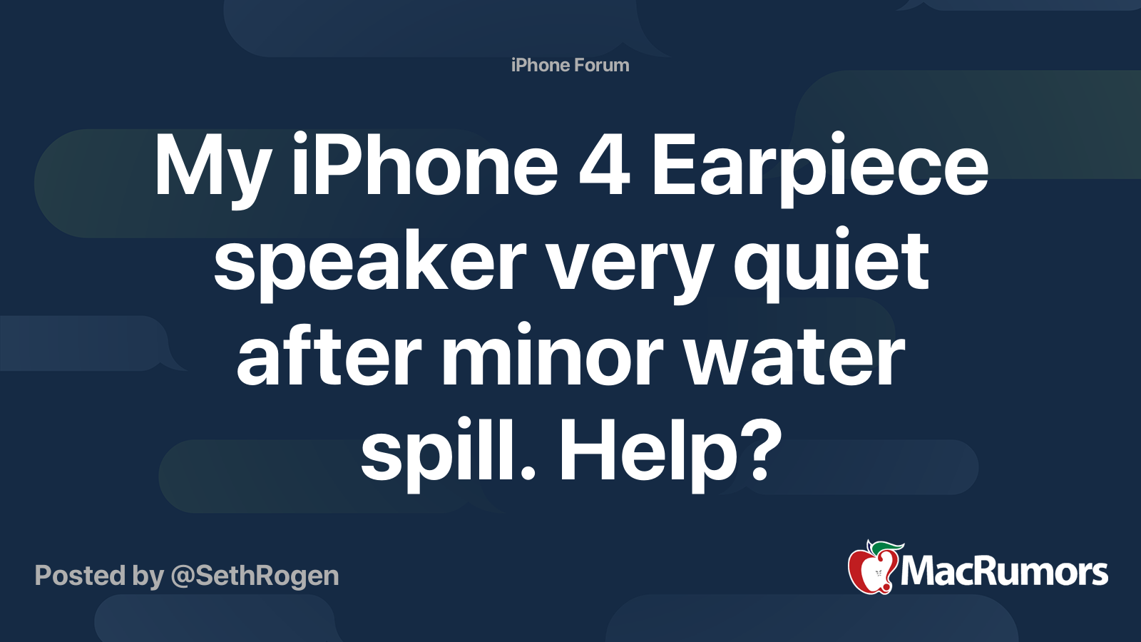 My iPhone 4 Earpiece speaker very quiet after minor water spill. Help