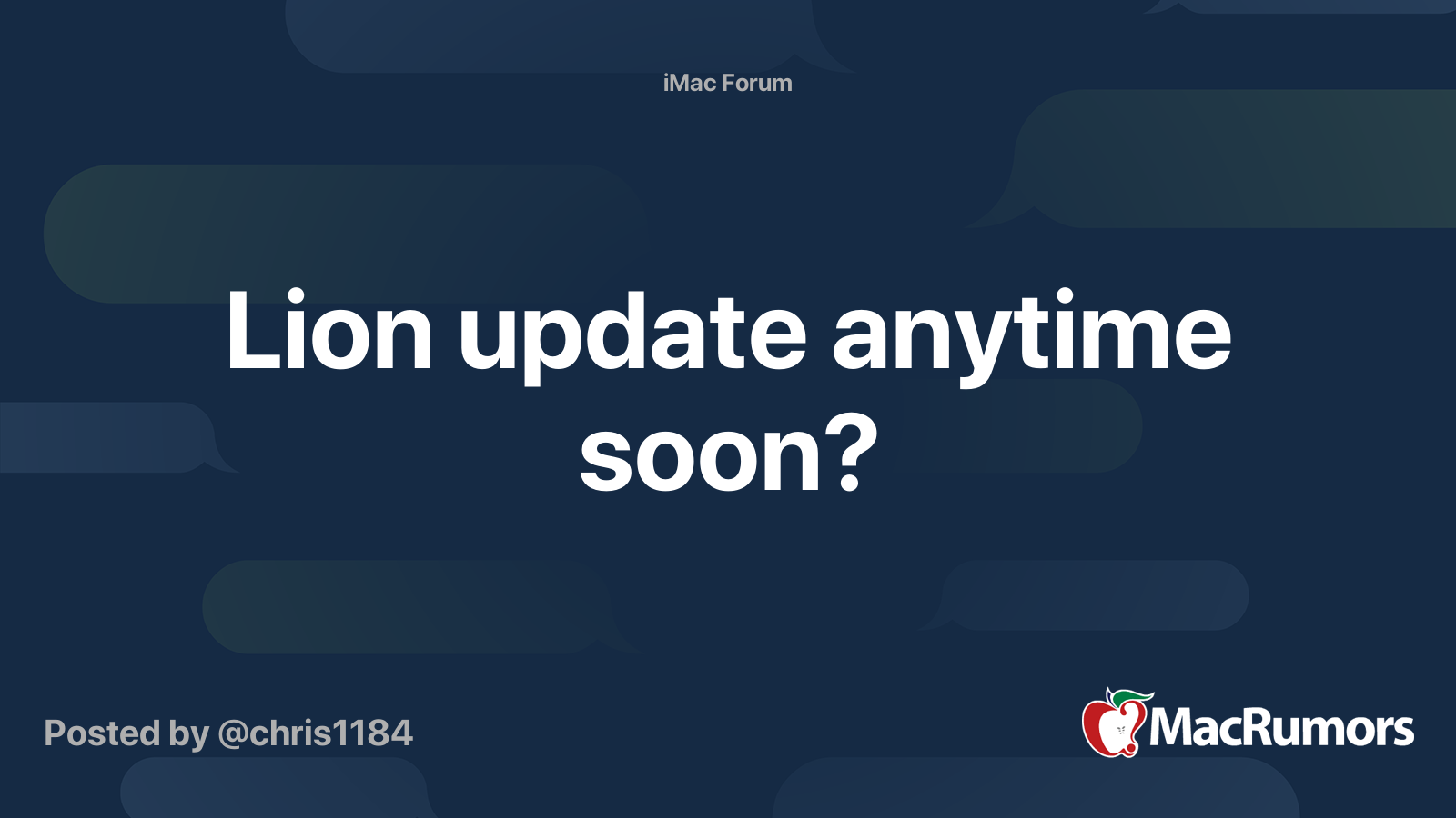 Lion update anytime soon? | MacRumors Forums