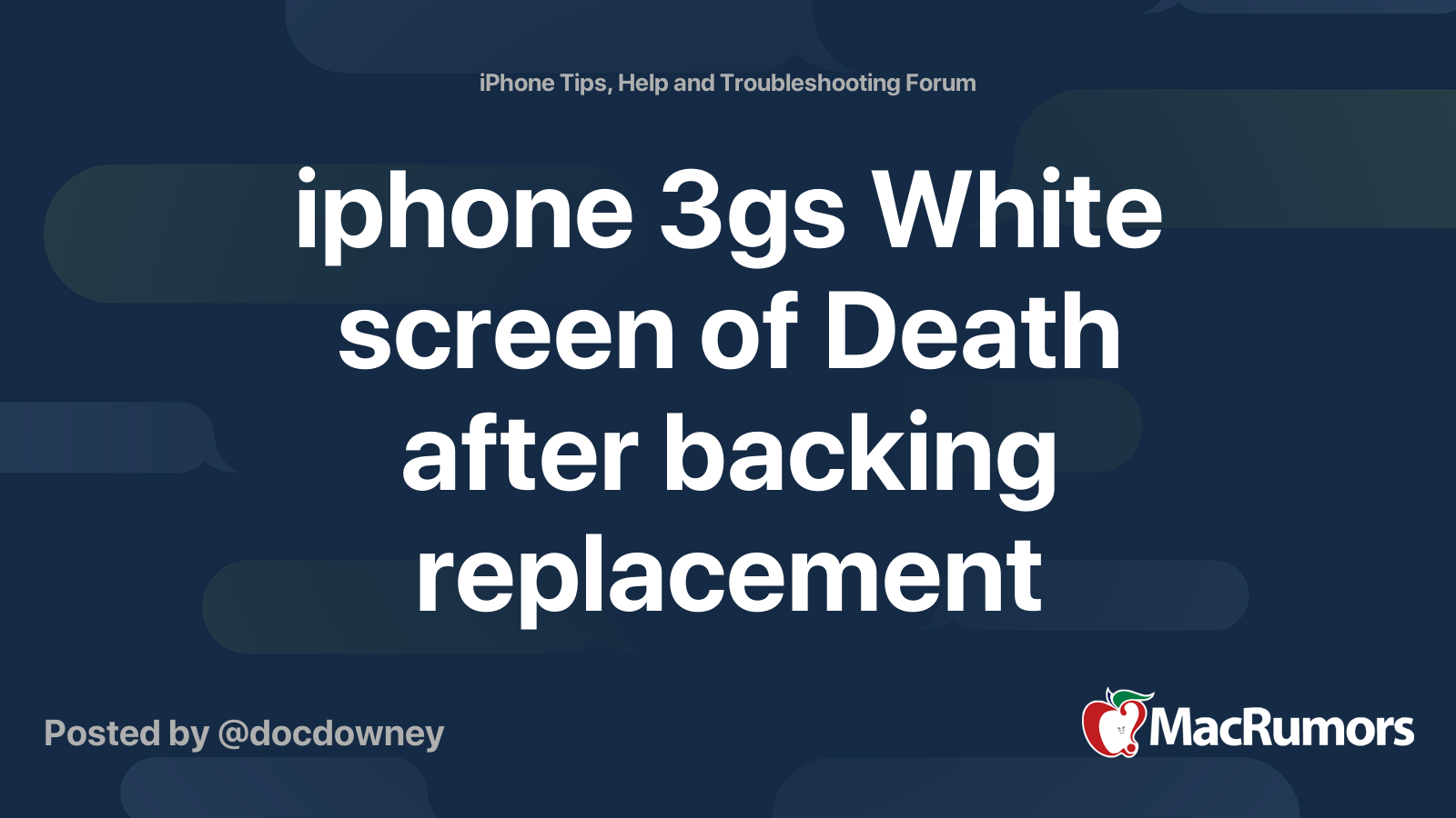 iphone 3gs White screen of Death after backing replacement MacRumors Forums
