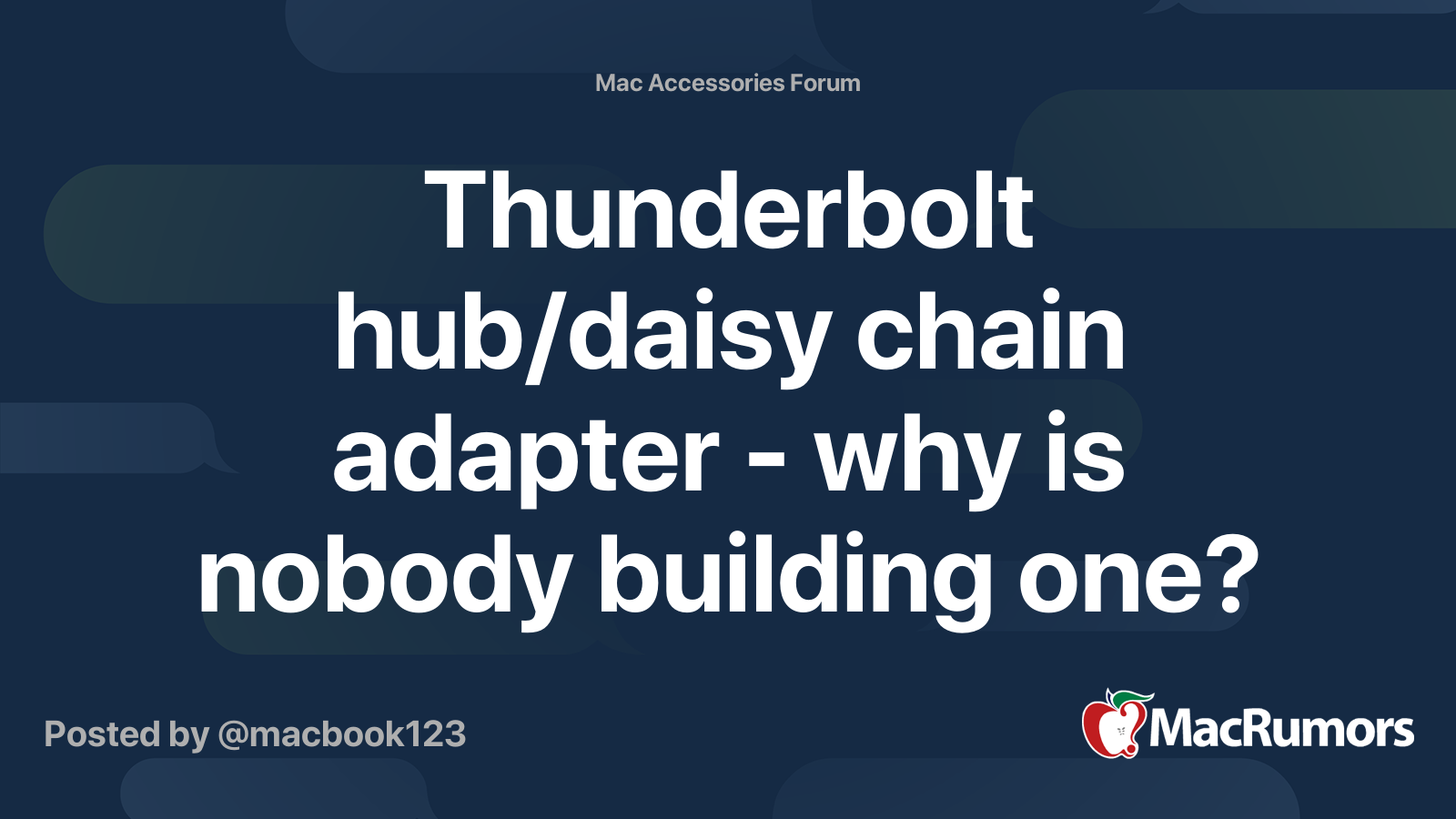 Thunderbolt hub/daisy chain adapter why is nobody building one