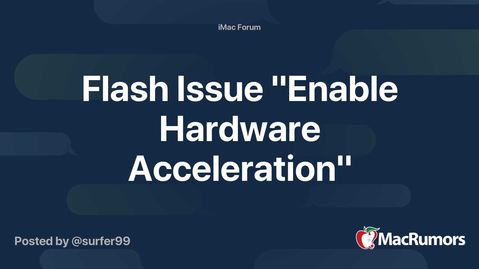 Flash Issue "Enable Hardware Acceleration" MacRumors Forums