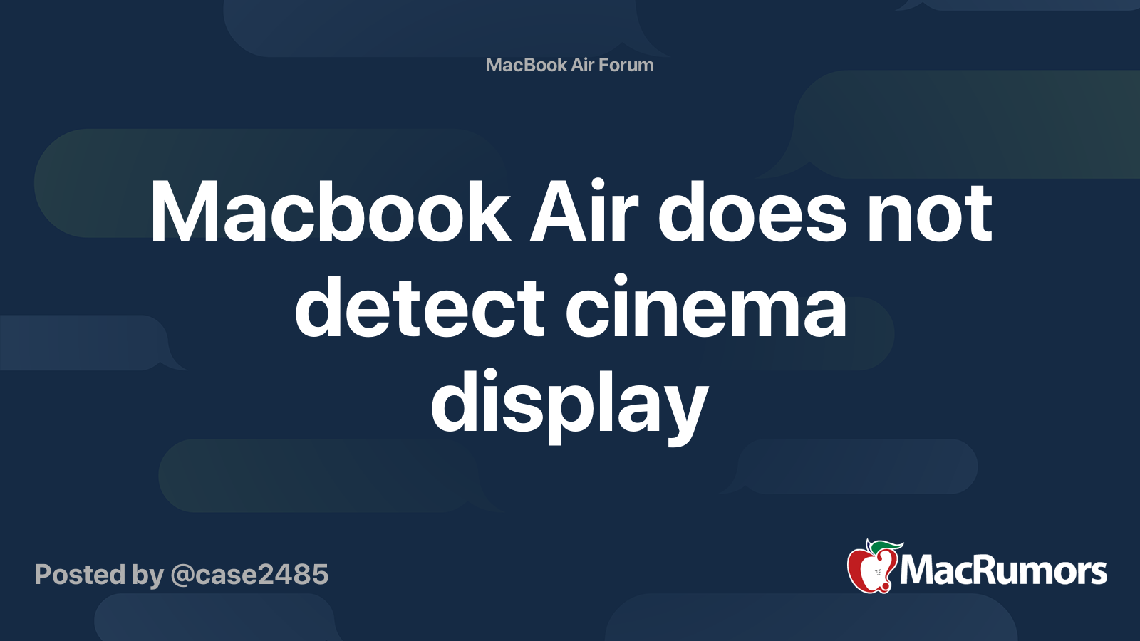 Macbook Air does not detect cinema display MacRumors Forums