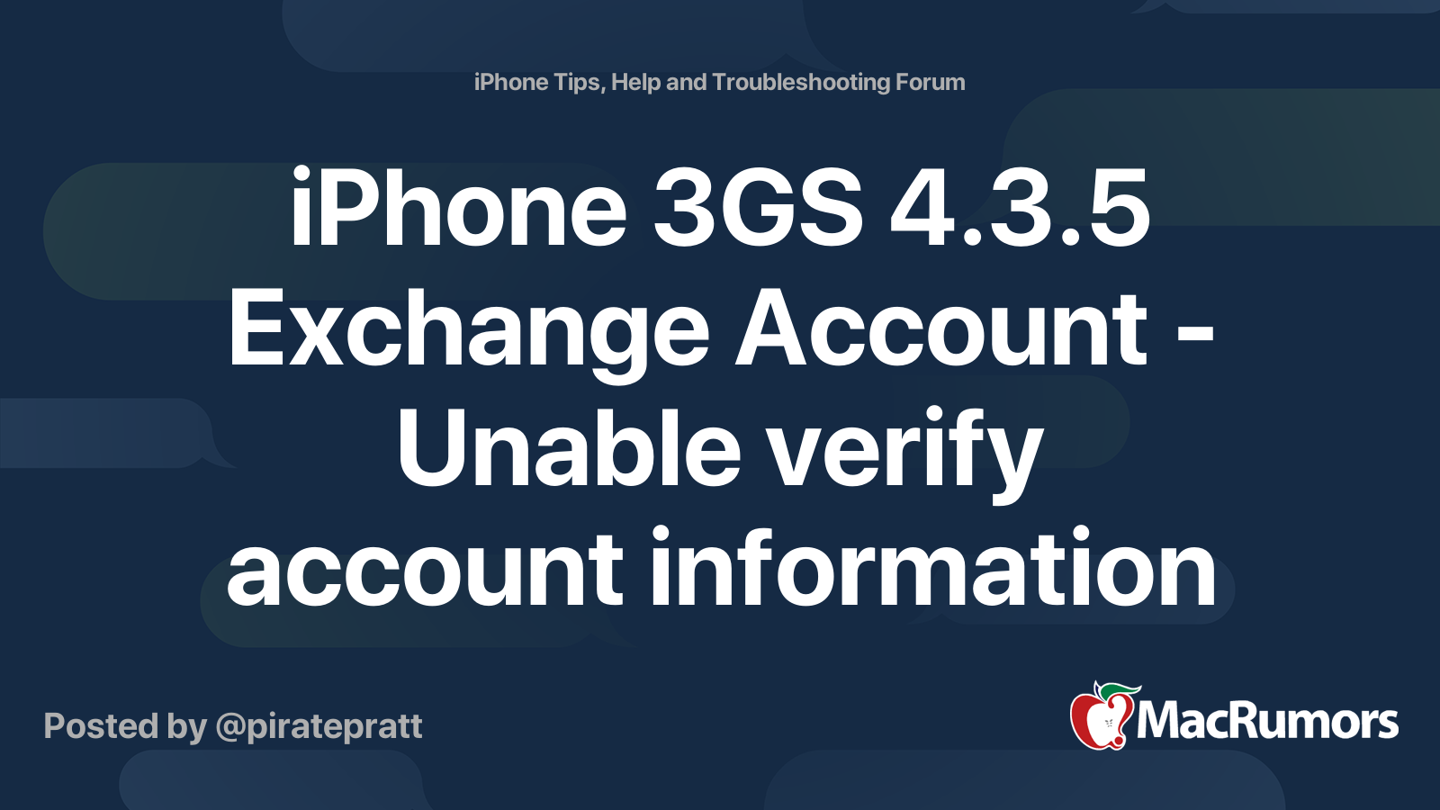 iPhone 3GS 4.3.5 Exchange Account Unable verify account information