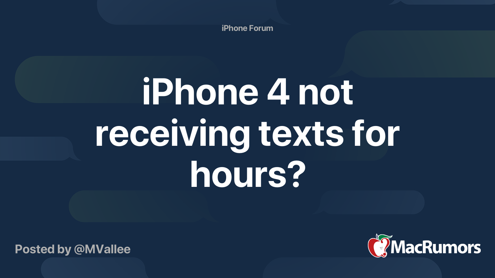iPhone 4 not receiving texts for hours? MacRumors Forums