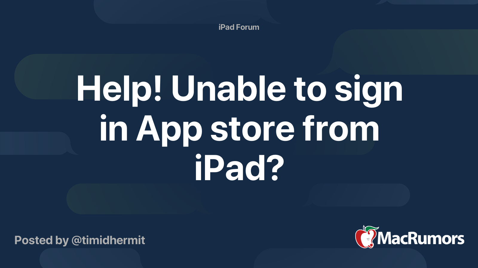 Help! Unable to sign in App store from iPad? MacRumors Forums