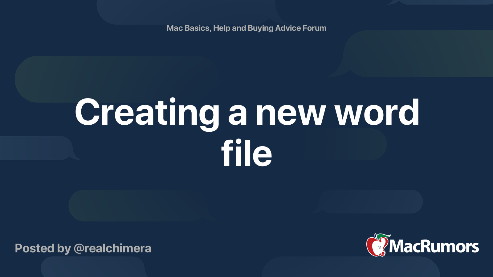Creating a new word file | MacRumors Forums