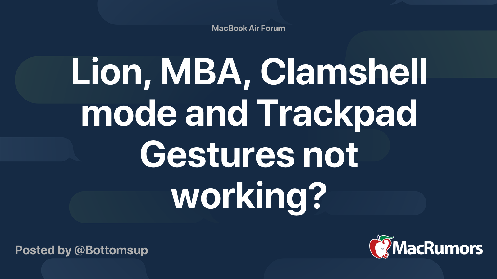 Lion, MBA, Clamshell mode and Trackpad Gestures not working