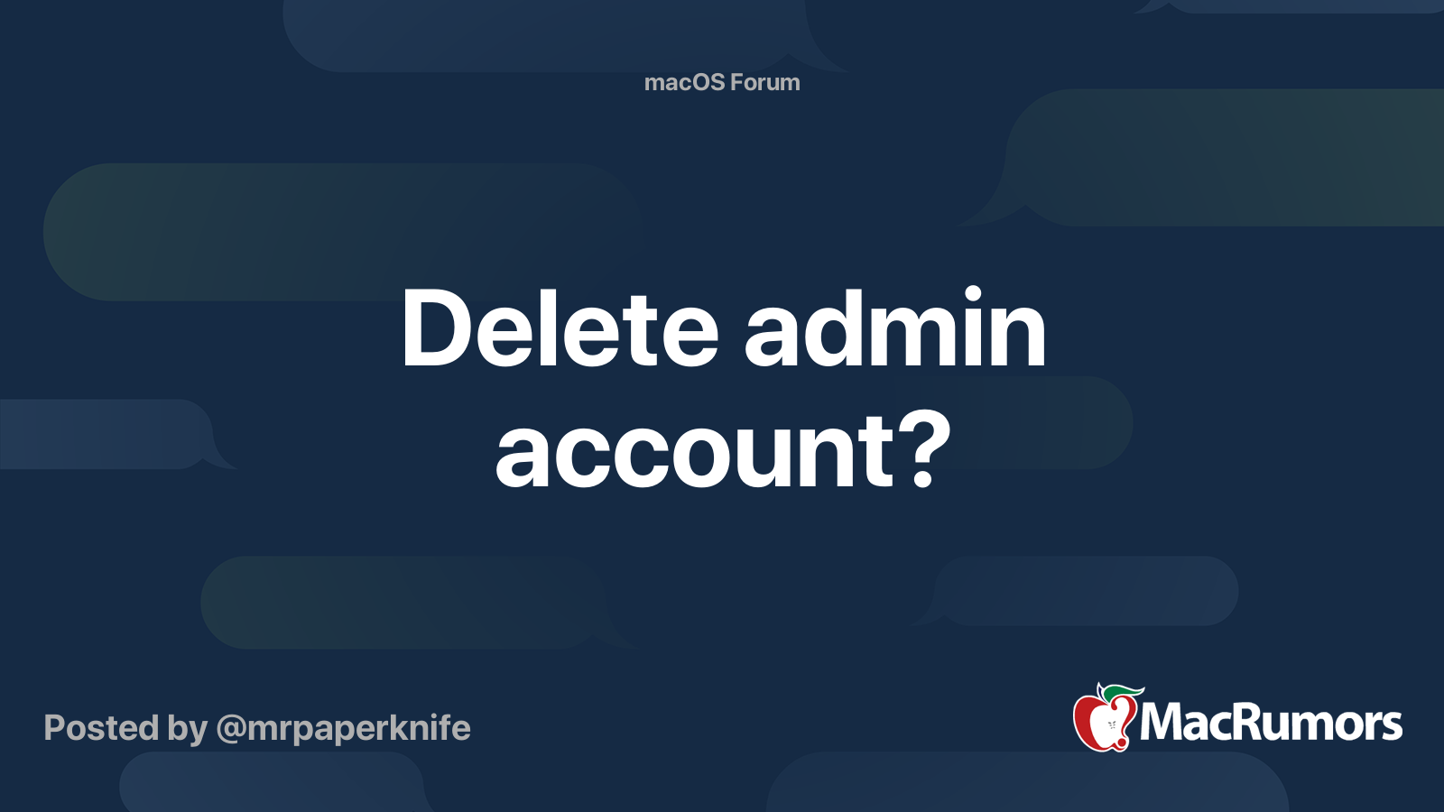 Delete admin account? | MacRumors Forums