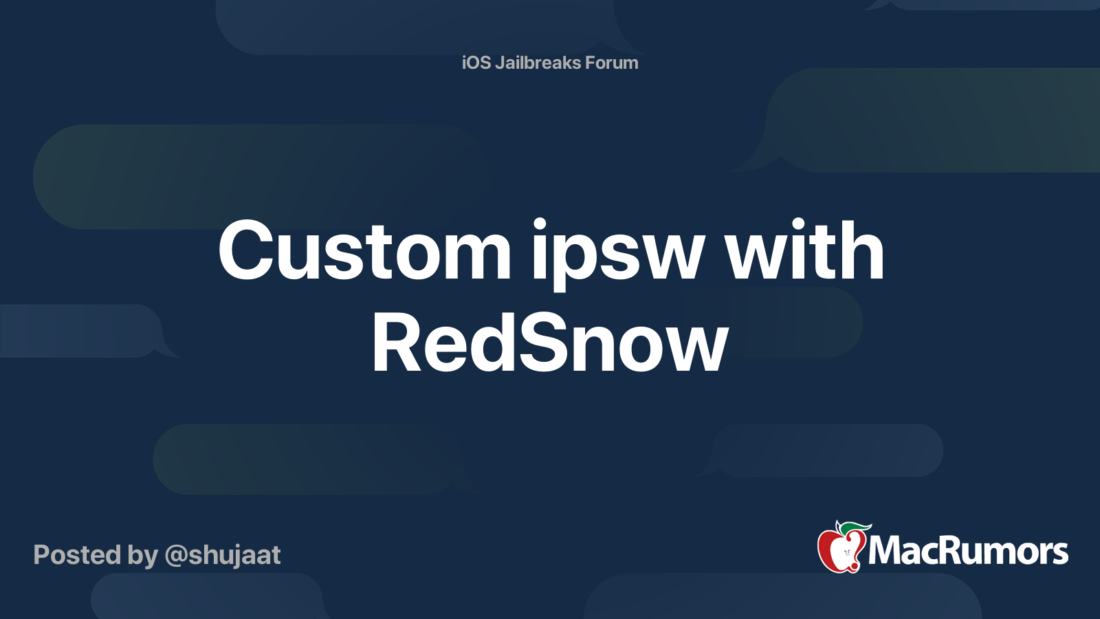 Custom ipsw with RedSnow | MacRumors Forums