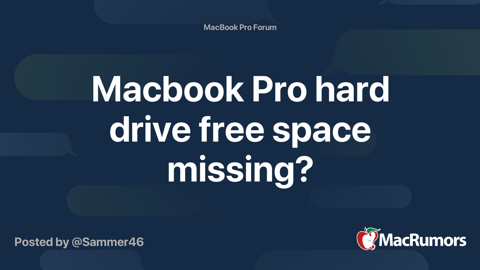 Macbook Pro hard drive free space missing? | MacRumors Forums