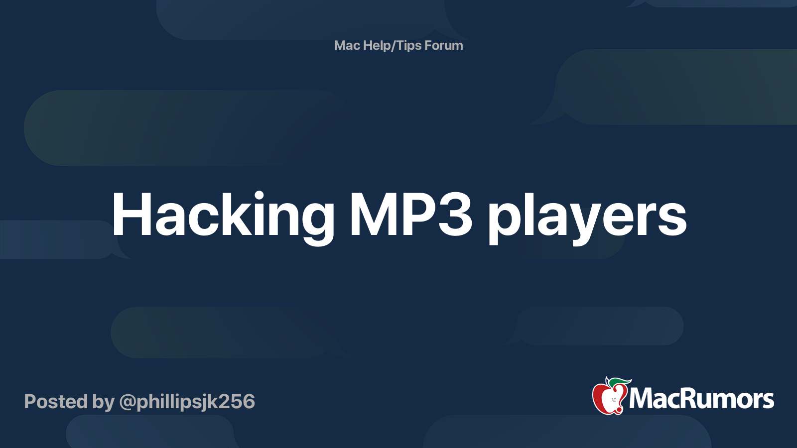 Hacking MP3 players MacRumors Forums