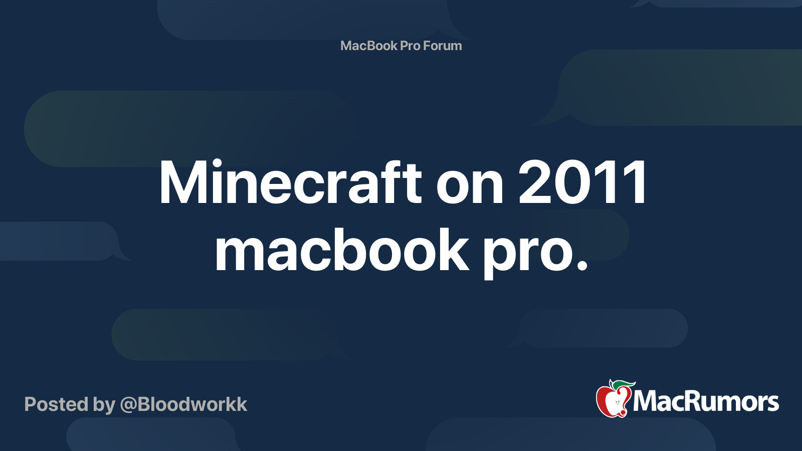 Minecraft On 11 Macbook Pro Macrumors Forums