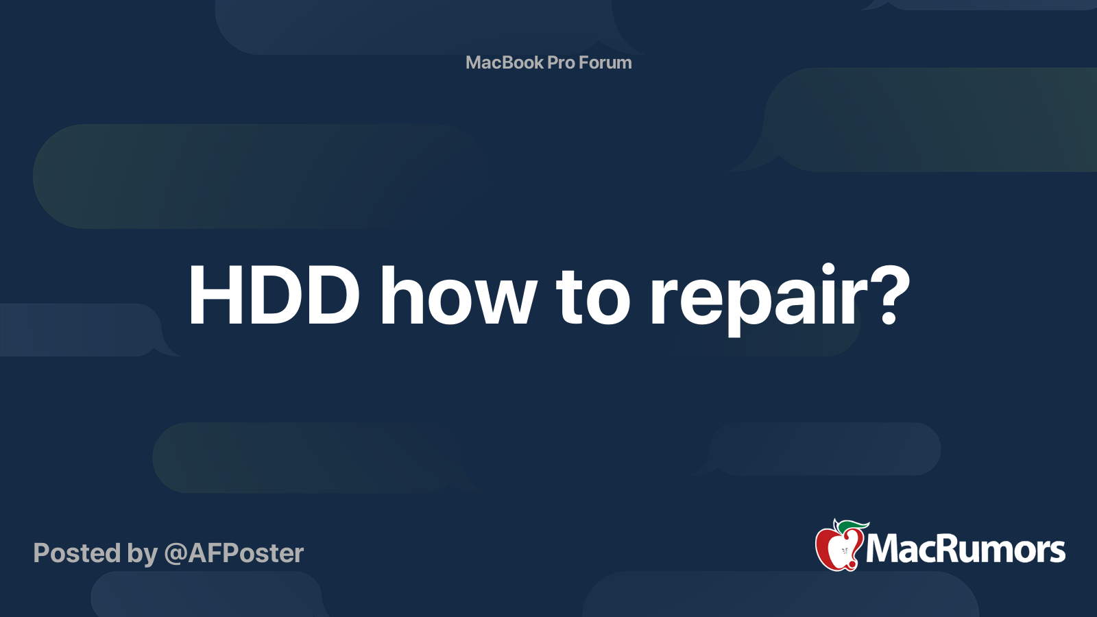 HDD how to repair? | MacRumors Forums