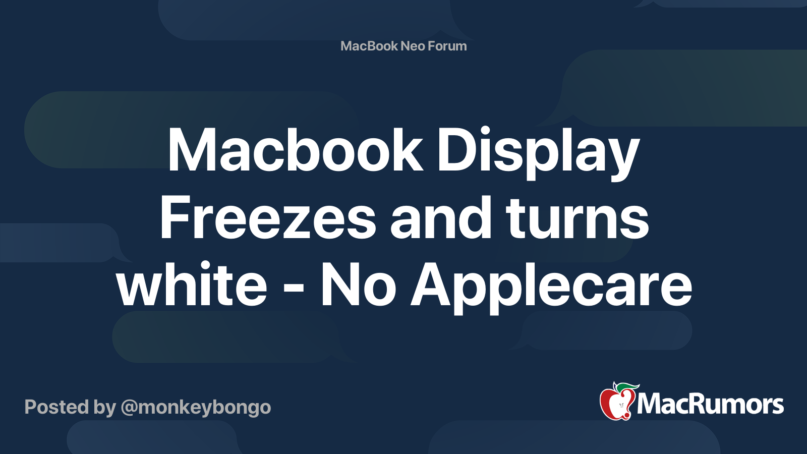 Macbook Display Freezes and turns white - No Applecare | MacRumors Forums