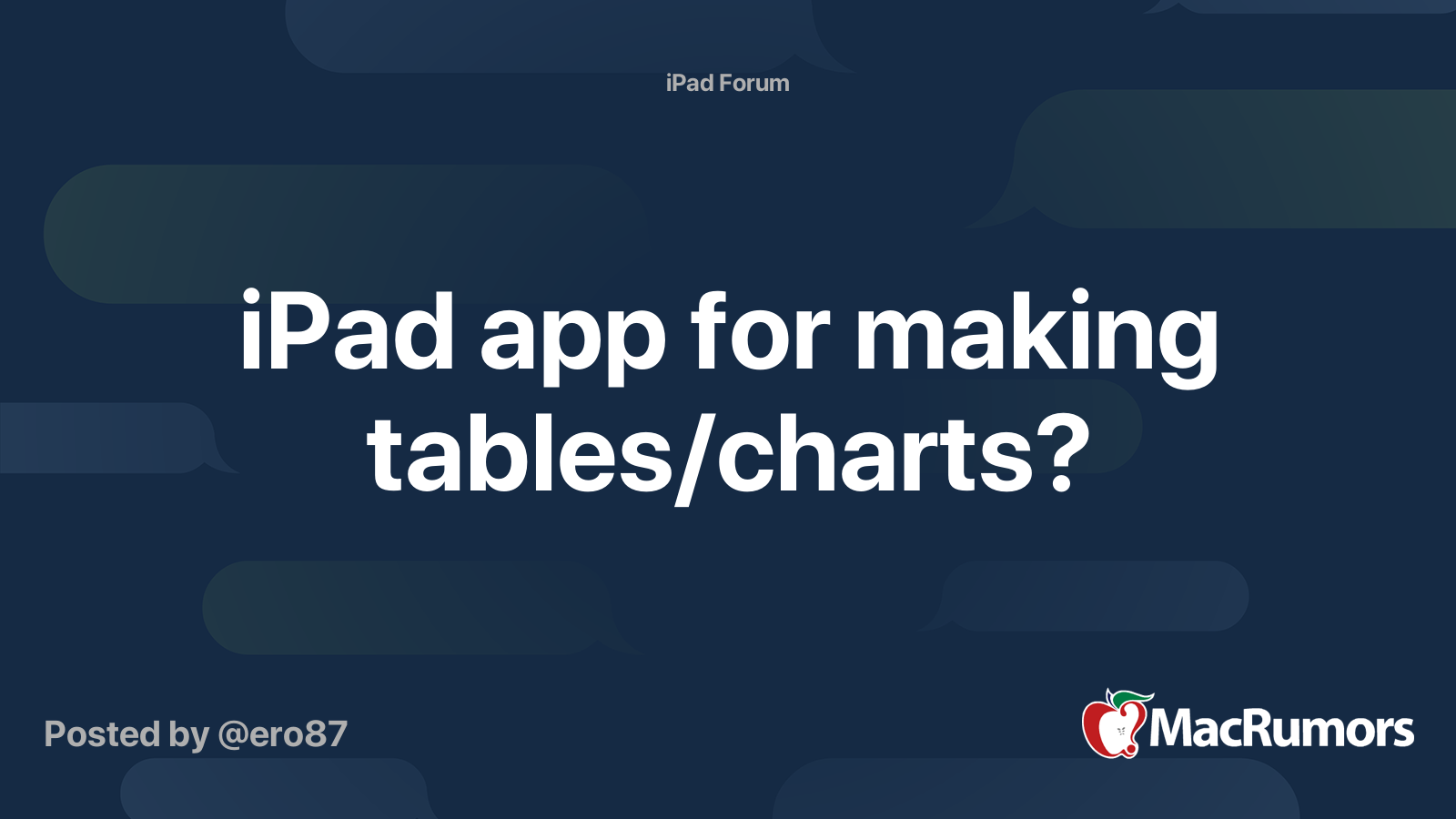 iPad app for making tables/charts? MacRumors Forums