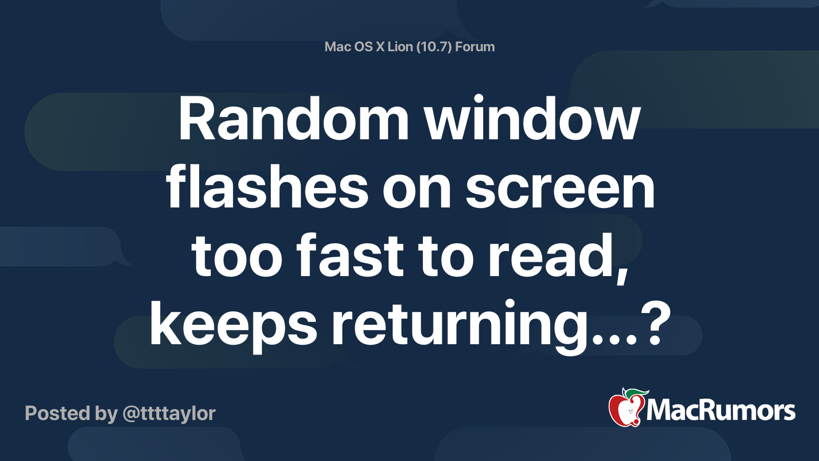Random window flashes on screen too fast to read, keeps returning