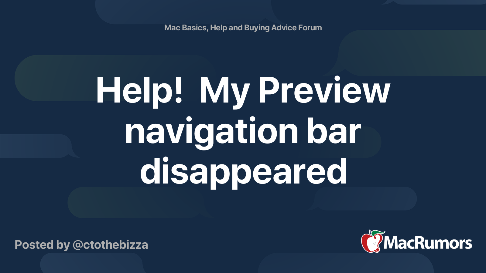 Help! My Preview navigation bar disappeared MacRumors Forums